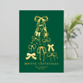 Carte Gold Foil de Noël Green Tree (Debout devant)