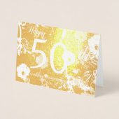 Carte Gold Foil Floral 50e anniversaire Mariage (Devant)