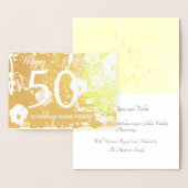 Carte Gold Foil Floral 50e anniversaire Mariage (Affichage)