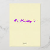 Carte Gold Foil Get Well Card - Be Healthy (Verso)