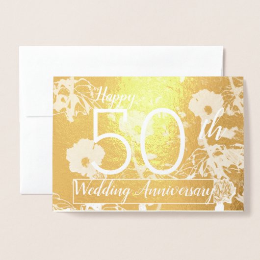 Carte Gold Foil "Happy 50th Mariage Anniversary" (Devant avec enveloppe)