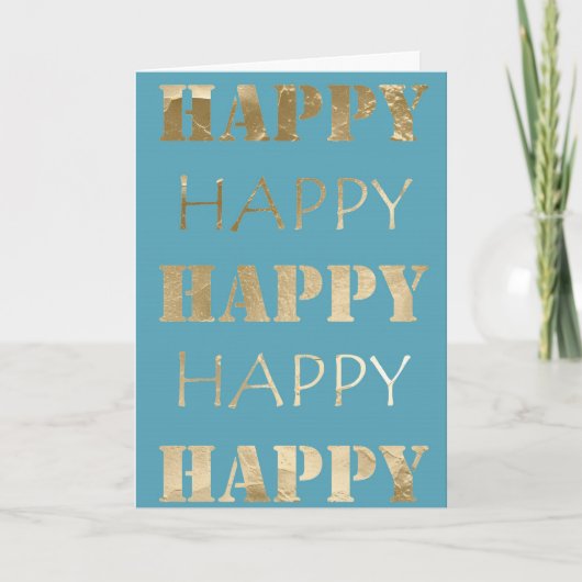 Carte Gold Glam Aqua Blue Joyeux anniversaire (Devant)
