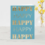 Carte Gold Glam Aqua Blue Joyeux anniversaire (Fleur jaune)