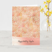 Carte Gold Glam Girly Peach rose Blush Empreinte de léop (Fleur jaune)