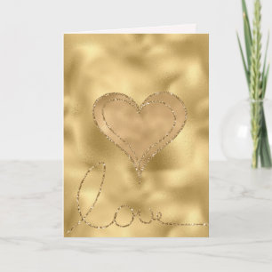 Carte Gold Glam Love Parties scintillant Coeur