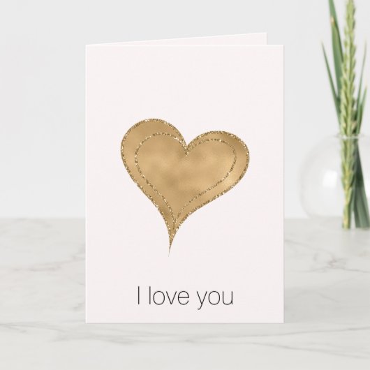 Carte Gold Glam Parties scintillant Coeur (Devant)