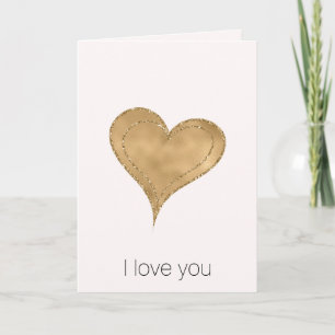 Carte Gold Glam Parties scintillant Coeur