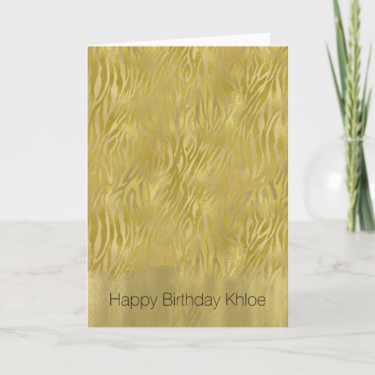 Carte Gold Glam Zebra Print Stripes Anniversaire (Devant)