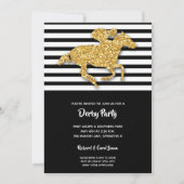 Carte Gold Glitter Horse & Stripes Derby Invite (Devant)