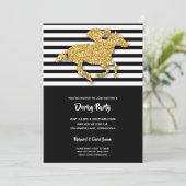 Carte Gold Glitter Horse & Stripes Derby Invite (Debout devant)