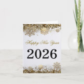 Carte  Gold Glitter Snowflake New Year logo company  (Devant)