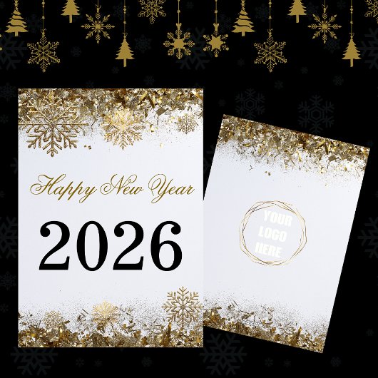 Carte  Gold Glitter Snowflake New Year logo company 
