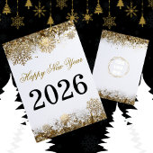 Carte  Gold Glitter Snowflake New Year logo company 