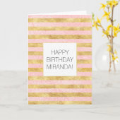 Carte Gold Glitzy Joli Pink Stripes (Fleur jaune)