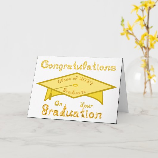 Carte Gold Grad Casquette Gold Graduate Classe de 2024 C (Fleur jaune)