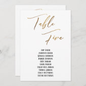 Carte Gold Handwriting Tableau Cinq places (Devant / Derrière)