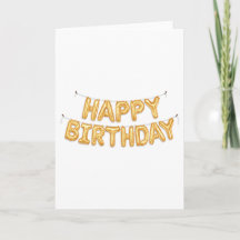 Gold Happy Birthday Balloon Card