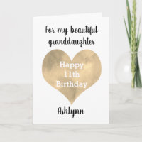 Gold Heart 11th Birthday Grandgirl