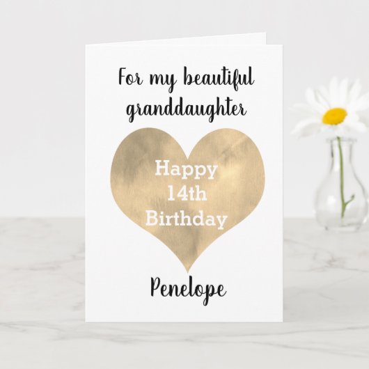 Carte Gold Heart Happy 14e anniversaire (Petite plante)