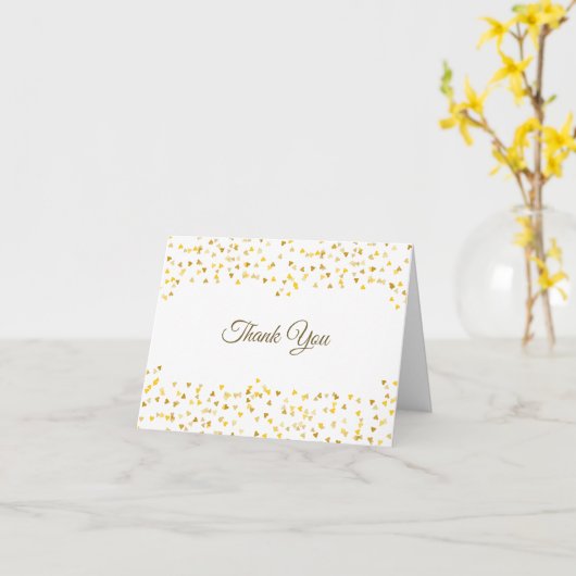 Carte Gold Hearts Confetti Élégant Merci Script (Fleur jaune)