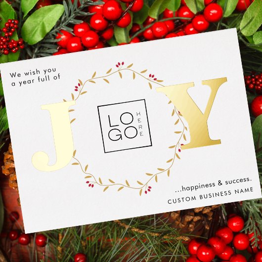 Carte Gold JOY Custom Logo Christmas Foil Card
