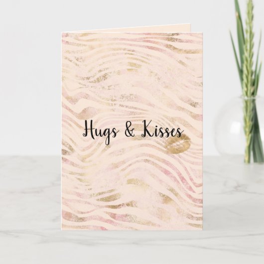 Carte Gold Lips Kiss rose Zebra Print (Devant)