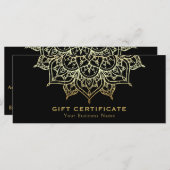 Carte Gold Mandala Black Elegant Moderne Certificat Cade (Devant / Derrière)