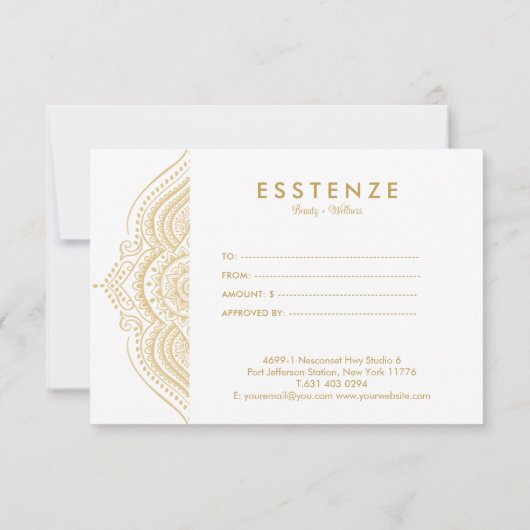 Carte Gold Mandala Conception de certificat cadeau (Dos)