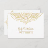Carte Gold Mandala Conception de certificat cadeau (Devant / Derrière)