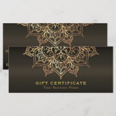 Carte Gold Mandala Earthy Brown Modern Certificat cadeau (Devant / Derrière)