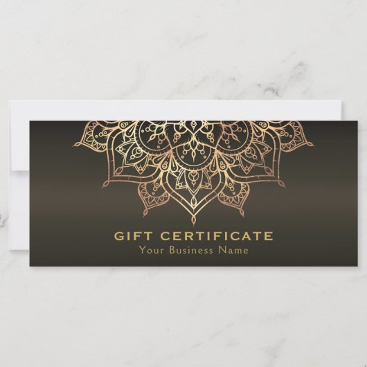 Carte Gold Mandala Earthy Brown Modern Certificat cadeau (Devant)