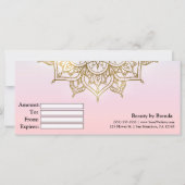 Carte Gold Mandala Peach Moderne Certificat cadeau Pink (Dos)