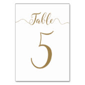 Carte Gold Mariage Table Numéro 5 (Dos)