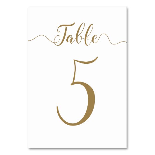Carte Gold Mariage Table Numéro 5 (Dos)