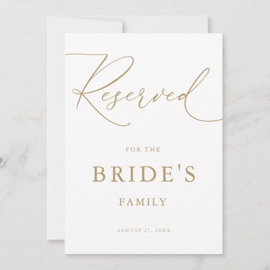 Carte Gold Minimalist Moderne Mariage-Événement Réservé (Dos)
