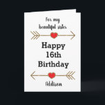 Carte Gold Modern<br><div class="desc">A red and gold : 16e birthday card for my sister, which you can easily personalize with name. Objets de l’art. Inside this personalized est en mode 16e birthday card, it says "Wishing you love, happiness and laughter today and every day ! Joyeux anniversaire !" You can easily personalize your...</div>