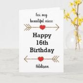 Carte Gold Modern Joyeux 16e anniversaire nièce (Fleur jaune)