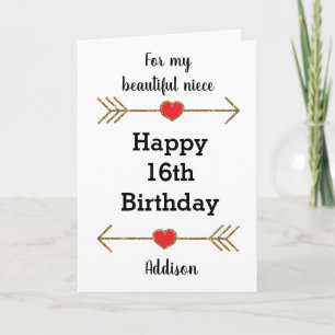 Carte Gold Modern Joyeux 16e anniversaire nièce