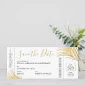 Carte Gold Palm Tree Boarding Pass Plage Enregistrer la  (Debout devant)