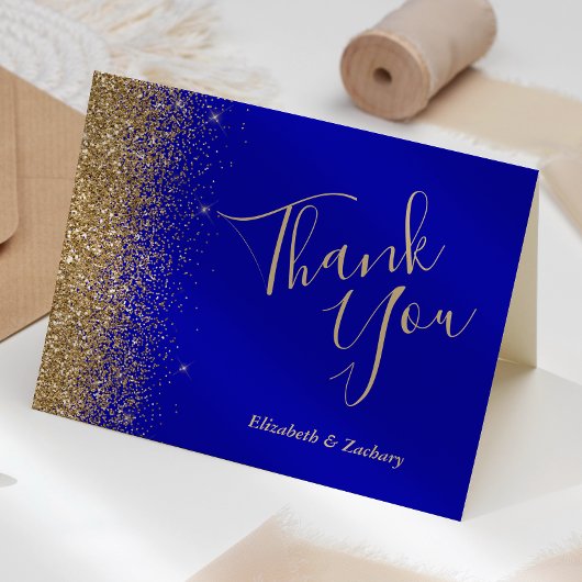 Carte Gold Parties scintillant Edge Royal Blue Mariage M