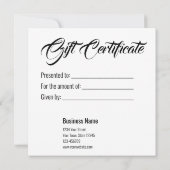 Carte Gold Parties scintillant Fir Branches Script Certi (Dos)