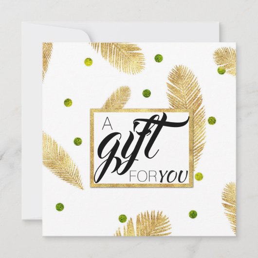 Carte Gold Parties scintillant Fir Branches Script Certi (Devant)