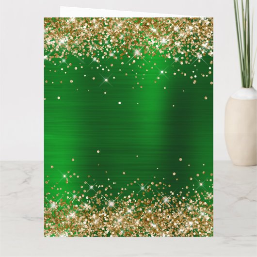 Carte Gold Parties scintillant Green Foil Big Joyeux Noë (Dos)