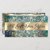 Carte Gold parties scintillant turquoise opale certifica (Devant / Derrière)