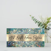 Carte Gold parties scintillant turquoise opale certifica (Debout devant)