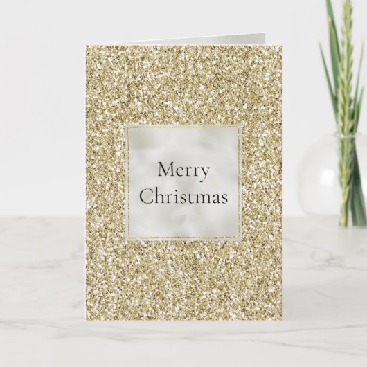 Carte Gold Pearl White Glitzy Parties scintillant Noël (Devant)