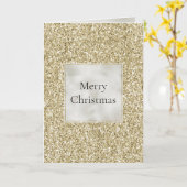 Carte Gold Pearl White Glitzy Parties scintillant Noël (Fleur jaune)