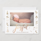 Carte Gold Pine Tree Stars Joyful Baby Photo (Devant)