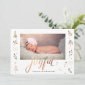 Carte Gold Pine Tree Stars Joyful Baby Photo (Debout devant)
