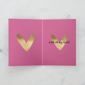 Carte Gold Pink Je t'aime Coeurs (Intérieur)